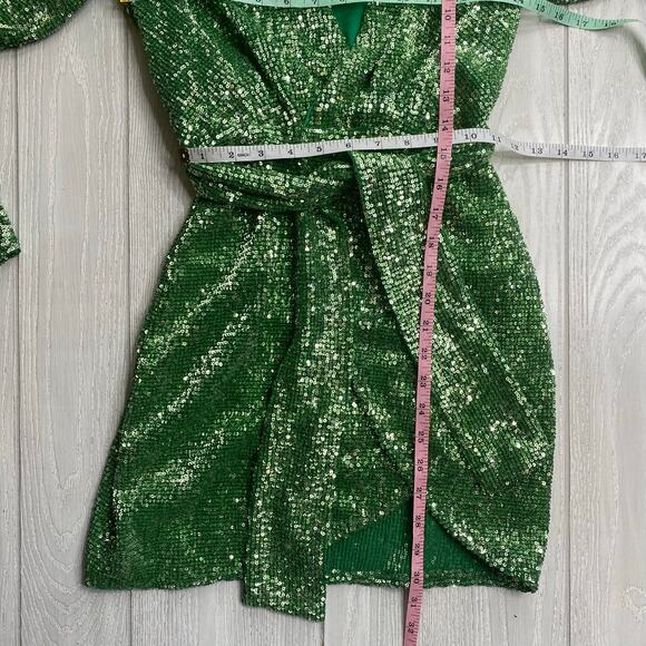 H:ours Revolve Women's Emerald Green Casanova Sequin Mini Dress Size XS $258 - Picture 6 of 12